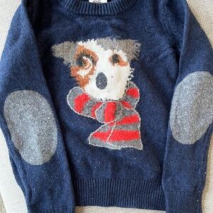 Mini Boden Navy Christmas Sweater with elbow patches